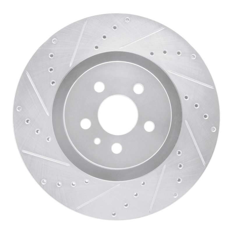 Ford Edge Brake Rotor (1) - Front Left - R1 Concepts - Drilled & Slotted - Silver - `15-`21